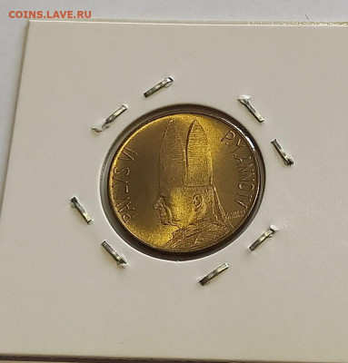 Ватикан 20 лир 1966. UNC. Тираж - 90 000 шт. - 10