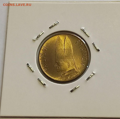 Ватикан 20 лир 1966. UNC. Тираж - 90 000 шт. - 8