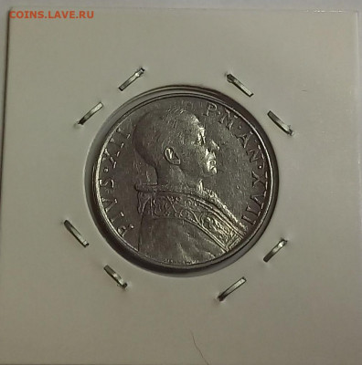 Ватикан 50 лир 1955. Тираж - 180 000 шт. - 10