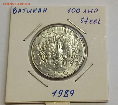 Ватикан 100 лир 1989. UNC. Тираж - 60 000 шт. - 4