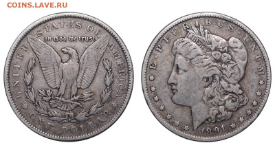 США. 1 доллар 1891 г. Морган. До 14.08.22. - DSK_3705