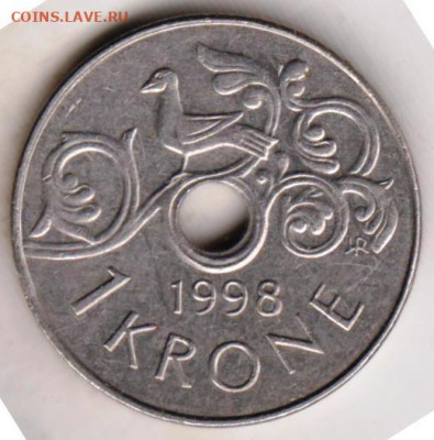 НОРВЕГИЯ 1 крона 1998 г. до 22.08.22 г. в 23.00 - 032