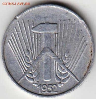 ГДР 1 пфенниг 1952 г. до 22.08.22 г. в 23.00 - 004