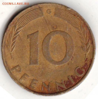 ФРГ 10 пфеннигов 1971 г. G до 23.08.22 г. в 23.00 - 045