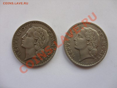 Иностранные монеты 1850-1940 годов (пополн. тема) - 5 фр Франция 1933-35 - 2