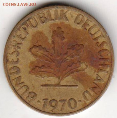 ФРГ 5 пфеннигов 1970 г. J до 25.08.22 г. в 23.00 - 021