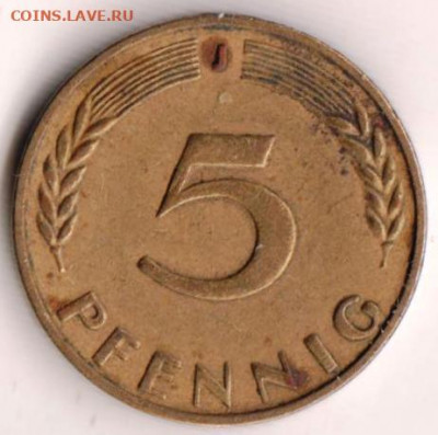 ФРГ 5 пфеннигов 1970 г. J до 25.08.22 г. в 23.00 - 052