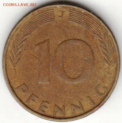 ФРГ 10 пфеннигов 1973 г. J до 29.08.22 г. в 23.00 - 048