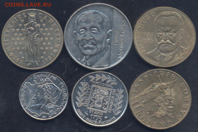 Франция. Юбилейные 1-10 франков. 1985-92 г.  26.08.2022 г. - Франция