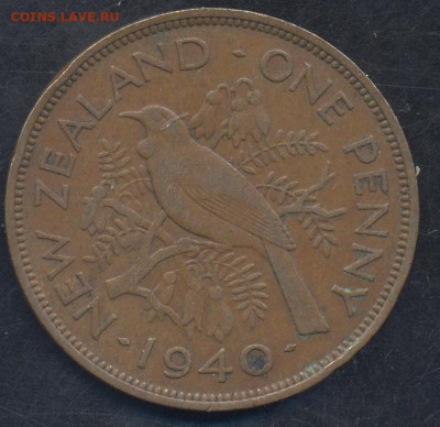 Новая Зеландия 1 пенни 1940 г.30.08.2022 г. 22 -00 МСК - НЗ пенни 1940