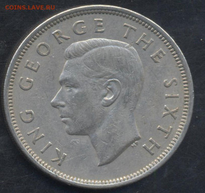 Новая Зеландия полукрона 1951 г.30.08.2022 г. 22 -00 МСК. - НЗ полукрона 1951 1