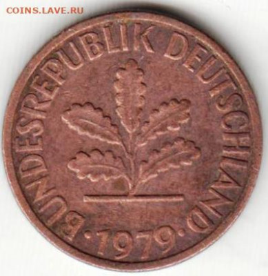 ФРГ 1 пфенниг 1979 г. D до 05.09.22 г. в 23.00 - 034