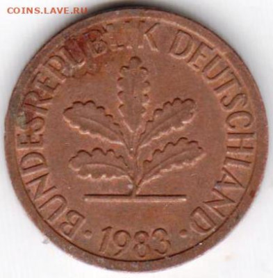 ФРГ 1 пфенниг 1983 г. F до 05.09.22 г. в 23.00 - 035