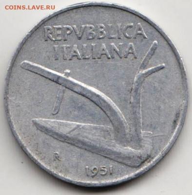 ИТАЛИЯ 10 лир 1951 г. до 08.09.22 г. в 23.00 - 004