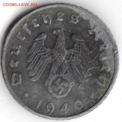 ГЕРМАНИЯ 5 пфеннигов 1940 г. А до 08.09.22 г. в 23.00 - 008