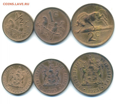 набор центов ЮАР 1973 г (7 шт) UNC - 1973_UAR_cu