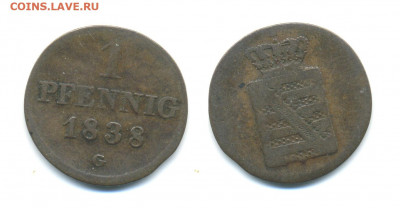 Саксония 1 пфенниг, 1838 - 1pf1838