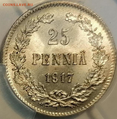 25 пенни 1917 S Финляндия ннр ms65 с короной - 3