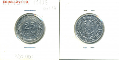 Германия 25 пфеннигов, 1910 - 25pf1910