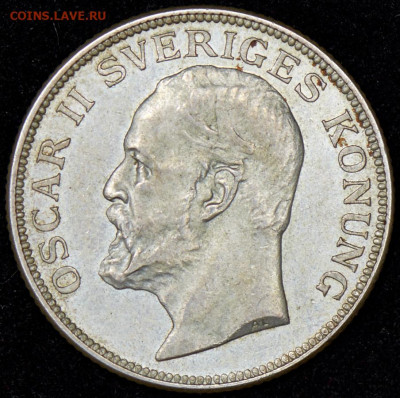 Швеция 2 кроны 1907 на оценку - Sweden 1 krona 1907 (01) (a) - 3770 rub