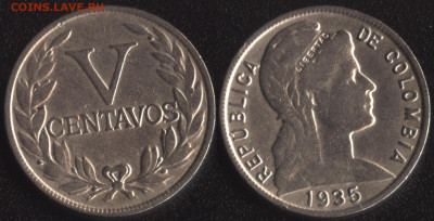 Колумбия 5 сентаво 1935 до 22:00мск 13.09.22 - Колумбия 5 сентаво 1935