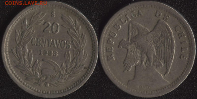 Чили 20 сентаво 1933 до 22:00мск 13.09.22 - Чили 20 сентаво 1933