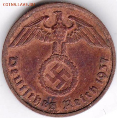 ГЕРМАНИЯ 2 пфеннига 1937 г. А до 14.09.22 г. в 23.00 - 024