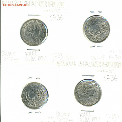 Бавария 3 крейцера, 1736 - Bavaria3kr1736