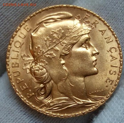 20 Франков 1908г яркий UNC до вечера 10.09.22 - IMG_20220910_081325