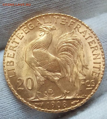 20 Франков 1908г яркий UNC до вечера 10.09.22 - IMG_20220910_081202