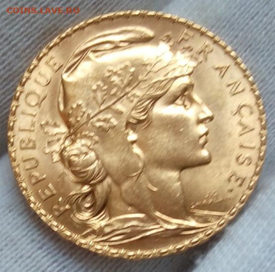 20 Франков 1908г яркий UNC до вечера 10.09.22 - IMG_20220910_081303