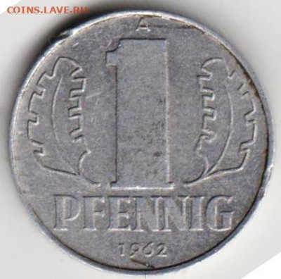 ГДР 1 пфенниг 1962 г. до 19.09.22 г. в 23.00 - 052