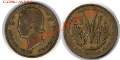 >L< Француз.Зап.Африка 25 франков 1956 до 3.12.11 21:00 - Француз.Зап.Африка_25_франков_56
