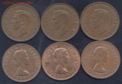 2 пенни 1941,46,52 г. 1 пенни 1961,62, - НЗ полпенни