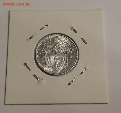 Ватикан 1 лира 1949. UNC. Тираж - 10 000 шт. - 14