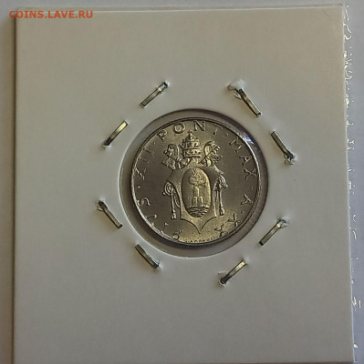 Ватикан 2 лиры 1958.UNC. Тираж - 30 000 шт. - 10