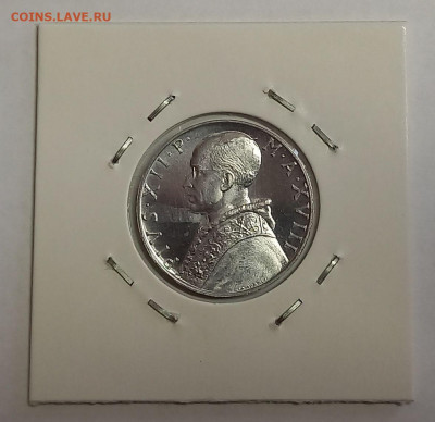 Ватикан 10 лир 1956. UNC. Тираж - 80 000 шт. - 10