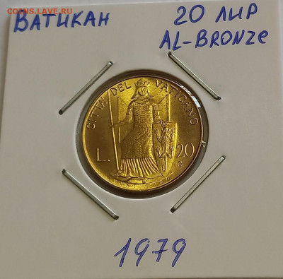 Ватикан 20 лир 1979. Тираж - 170 000 шт. - 5