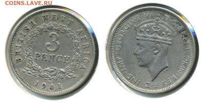 Британская Западная Африка 3 пенса, 1941 - BWA3p1941