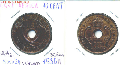 Британская Восточная Африка 10 центов, 1936 - EA10c1936