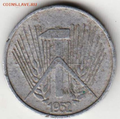 ГДР 1 пфенниг 1952 г. А до 27.09.22 г. в 23.00 - 018
