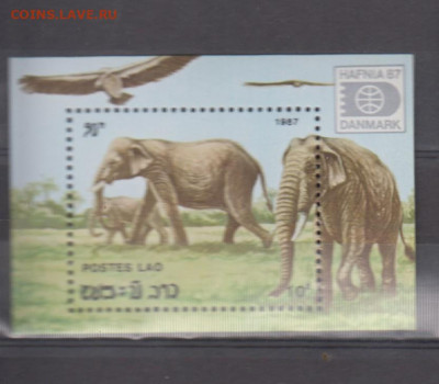 Лаос 1987 слоны блок ** до 27 09 - 43в