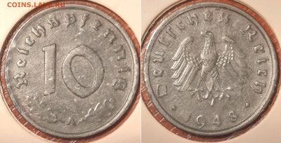 Германия - Третий рейх 10 рейхспфеннигов, 1948 А _до 26го - 10pf1948a