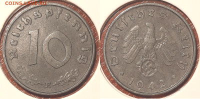 Германия - Третий рейх 10 рейхспфеннигов, 1942 Е до 26го - 10pf1942e