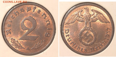 Германия - Третий рейх 2 рейхспфеннига, 1937 А до 26го - 2pf1937A