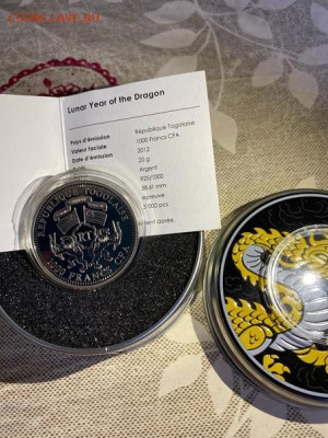 1000 Франков  Того 2012  Лунный календарь Год дракона до 27. - 7IR9UxE5s64