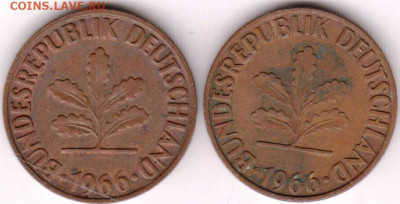 ФРГ 2 пфеннига 1966 г. G,F до 28.09.22 г. в 23.00 - 029