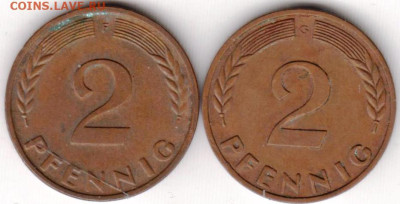 ФРГ 2 пфеннига 1966 г. G,F до 28.09.22 г. в 23.00 - 068