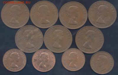 2 пенни 1946- 65 г. 1 пенни 1953-59 г. - 1 пенни