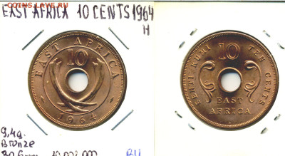 Британская Восточная Африка 10 центов, 1964 UNC до 29го - VostAfr10c1964